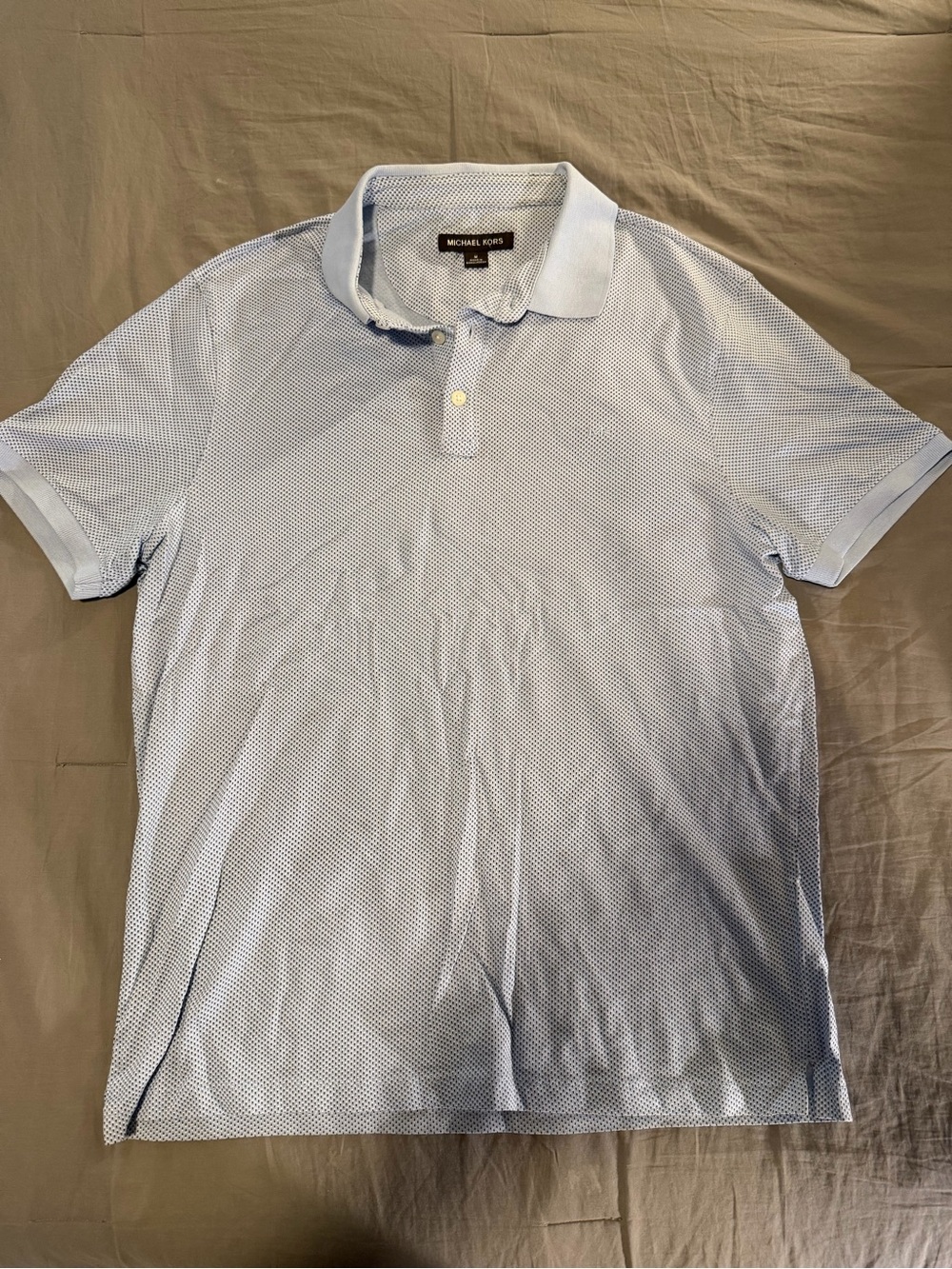 Michael Kors Light Blue Men’s Polo with Micro-Texture